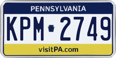 PA license plate KPM2749