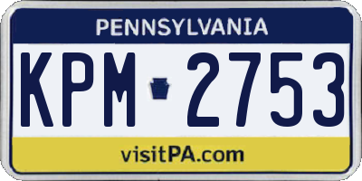 PA license plate KPM2753