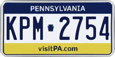 PA license plate KPM2754