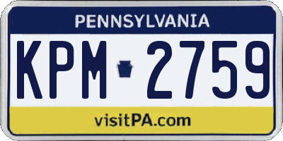 PA license plate KPM2759
