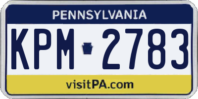 PA license plate KPM2783