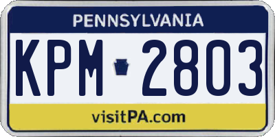 PA license plate KPM2803