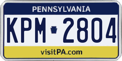 PA license plate KPM2804