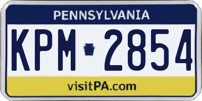 PA license plate KPM2854