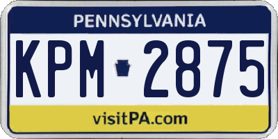 PA license plate KPM2875