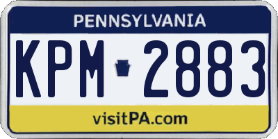 PA license plate KPM2883