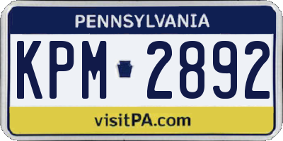 PA license plate KPM2892