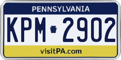 PA license plate KPM2902