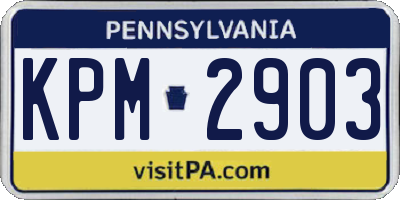 PA license plate KPM2903