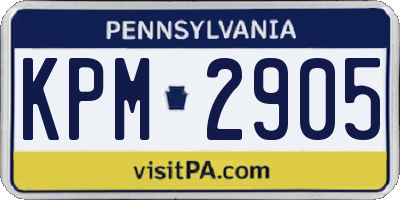 PA license plate KPM2905