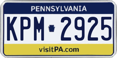 PA license plate KPM2925