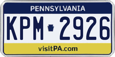 PA license plate KPM2926
