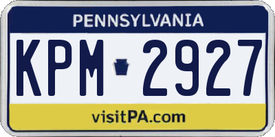 PA license plate KPM2927