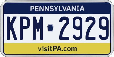 PA license plate KPM2929