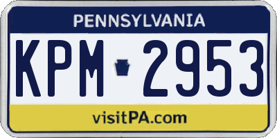 PA license plate KPM2953
