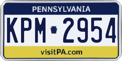 PA license plate KPM2954