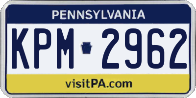 PA license plate KPM2962