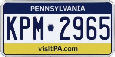 PA license plate KPM2965