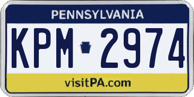 PA license plate KPM2974