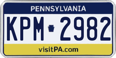PA license plate KPM2982