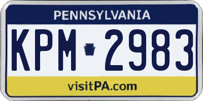 PA license plate KPM2983