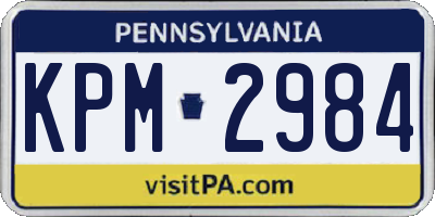 PA license plate KPM2984