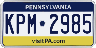 PA license plate KPM2985