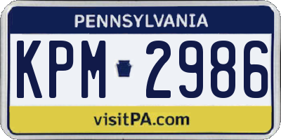 PA license plate KPM2986