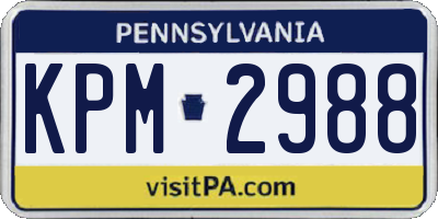 PA license plate KPM2988