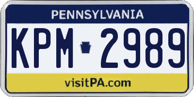 PA license plate KPM2989