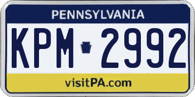 PA license plate KPM2992