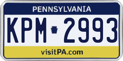 PA license plate KPM2993
