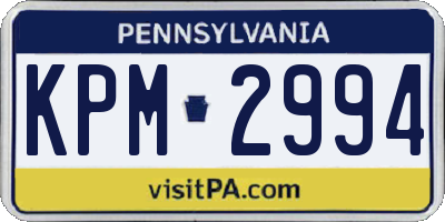 PA license plate KPM2994