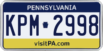 PA license plate KPM2998