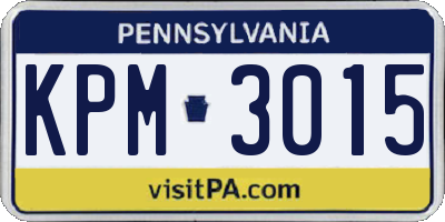 PA license plate KPM3015