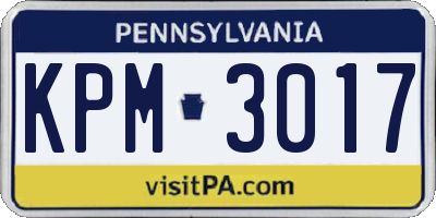 PA license plate KPM3017