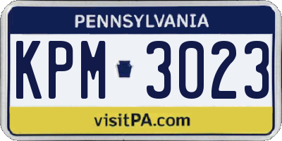 PA license plate KPM3023