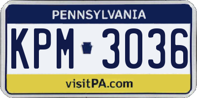 PA license plate KPM3036
