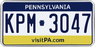 PA license plate KPM3047