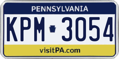 PA license plate KPM3054
