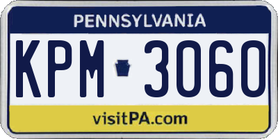 PA license plate KPM3060