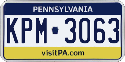 PA license plate KPM3063