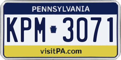 PA license plate KPM3071