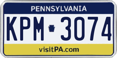 PA license plate KPM3074