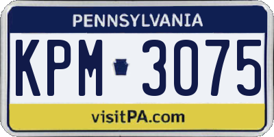 PA license plate KPM3075