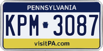 PA license plate KPM3087