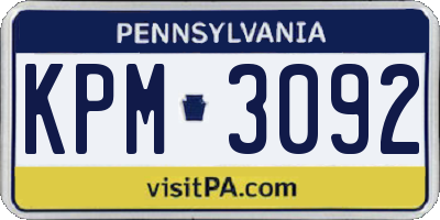 PA license plate KPM3092