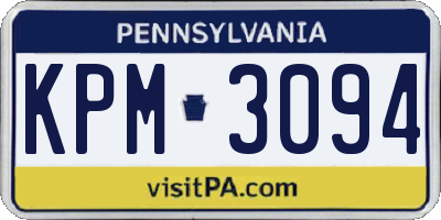 PA license plate KPM3094