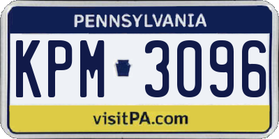 PA license plate KPM3096