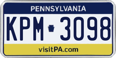 PA license plate KPM3098